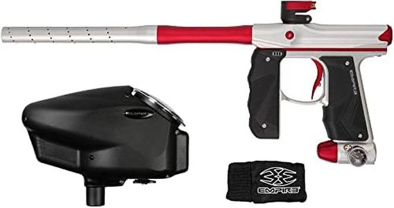 Empire Mini GS Electronic Paintball Gun Marker w Empire Halo Too Electronic Paintball Loader Starter Package (Halo Loader Black, Dust Silver/Dust Red)