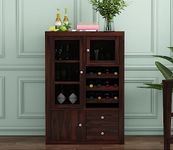 Krafting Kustoms Wood Big Bar Cabinet for Home | Wooden Bar Cabinet for Living Room | Bar Units, Wine Rack with Drawer | Bar Cabinet Home Furniture Corner Bar Cabinet | Mini Bar Cabinet, Walnut Finish