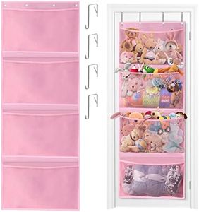 Stuffed Animal Storage,Over The Door Organizer Storage for Storage Plush Toys,Baby Supplies and Other Soft Sundries,Breathable Hanging Large Capacity Toy Storage Pockets for Kids Room Bathroom (Pink)