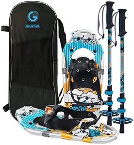 G2 16 Inch Kids Snowshoes Set with Trekking Poles, Snow Baskets, Storage Bag, Fast Ratchet Binding Design, for Child Youth Boys and Girls, Blue