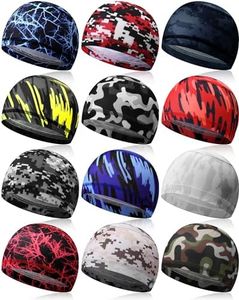 Handepo 12 Pcs Cooling Skull Cap Sweat Wicking Helmet Liner Cycling Cap Running Hat Motorcycle Beanie Liner for Men Women (Simple Style), Simple Style, One Size