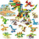 Party Favors for Kids 12 Pack Dinosaur Animal Figures Building Blocks Toys Set Party Goodies Bags Easter Basket Stuffers Christmas Birthday Classroom Prizes Easter Gifts for Kids Boys Girls Age 6+