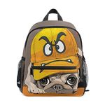 Children's Backpack, Kids Schoolbag Funny Cartoon Pug Emoji Students Bookbag for Boys Girls, Chest Strap