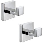 Bathroom Hooks, YGIVO Towel Robe/Coat Clothes Hook Chrome Polished SUS304 Stainless Steel Square Hanger Wall Hooks Heavy Duty for Bath Kitchen Bedroom Garage Hotel Wall Mounted 2 Pack