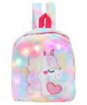 Sanjis Enterprise Kids/Toddler 11 inch Fur Led School Bag Soft Plush fur led Backpacks Cartoon Boys Girls Baby (2-6 Years) (Rainbow)