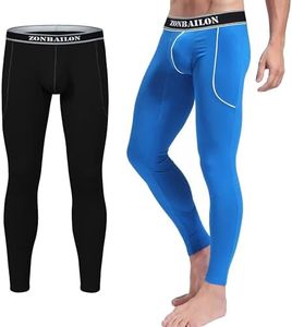 SUMABA Long Johns for Men Thermal Underwear Base Layer Pants Cold Whether Mens Heated Thermal Leggings Lightweight Tights Pack 2 Black Size XL