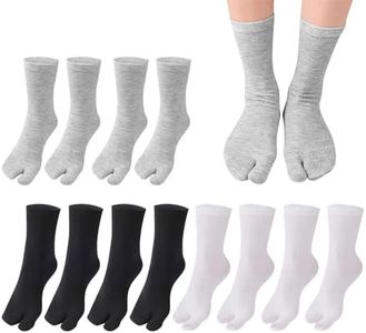 KRYMSON 6 paia di calzini tabi con dita in cotone, calzini infradito, calzini sandalo, calzini tabi-yoga, calzini traspiranti, calzini elastici, calzini unisex (nero, bianco, grigio), Nero, bianco,