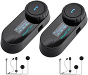 FreedConn Motorcycle Helmet Bluetooth Headset TCOMSC - Motorbike Intercom 2-Way Bluetooth Communication System Headset with LCD Display Universal Pairing Motorbike Communicator Dual Pack