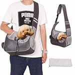 Dog and Cat Sling Carrier,MQUPIN Hands-Free Breathable Mesh Cushion,Adjustable Pet Bag with Interactive Soothe,Soft Padded Dogs Sling forPet 5-14lb Travel