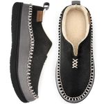 EverFoams Men's Micro Suede Memory Foam Moccasin Slippers with Fuzzy Sherpa Lining and Anti-skid Sole Black Size 9 UK
