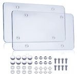 WildAuto License Plate Cover,2Pack Flat Car License Shields Frame with Non-rusting Screws Caps, Durable Plate Covers Weatherproof and Unbreakable Thick Shields (Transparent)