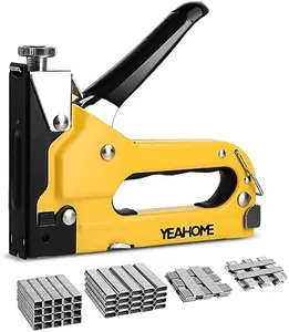 Upholstery Staple Gun Heavy Duty, YEAHOME 4-in-1 Stapler Gun with 4000 Staples, Manual Brad Nailer Power Adjustment Stapler Gun for Wood, Crafts, Carpentry, Decoration DIY