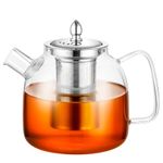 33oz/1000ml Glass Teapot with Removable Infuser, Borosilicate Glass Tea Pot Stovetop Safe, Blooming and Loose Leaf Teapots