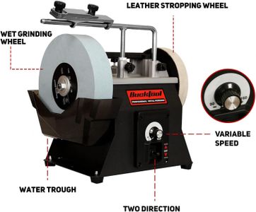 BUCKTOOL 250mm Variable Speed Sharpener – Wet Stone Grinder