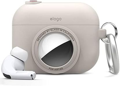 elago Snapshot Case Compatible with AirPods Pro and Compatible with AirTags, Cute Classic Camera Design, Locator Case, Drop Protection, Keychain Included [Tracking Device Not Included] (Stone)