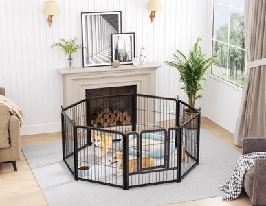 HOMIDEC 8-Panel Dog Pen, 60cm – Black Pet Play Fence
