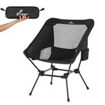 Camping Chair, Sportneer Lightweight Portable Folding Camping Chairs for Adults Compact Camp Chairs Foldable Backpacking Chair Outdoor Chair for Camping Hiking Beach Lawn Picnic Travel (1, Black)