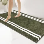 PURRUGS Non-Slip Bathroom Rug 30" x 60" - Super Absorbent & Quick Dry Shaggy Microfiber Bath Mat, Machine Washable Plush Throw Rug for Bathtub, Shower and Sink, Green