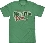 Tee Luv Men's Big and Tall Mountain Dew Shirt - Faded MTN Dew Soda Logo T-Shirt (Kelly Snow Heather) (3XLT)