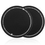 CHEERYMAGIC Car Coasters, 2PCS Car Cup Holder Coaster Anti Slip Universal Vehicle Cup Holder Insert Coaster Sparkly Crystal Cup Mats Car Accessories for Women A6-BD (Black with diamonds)