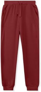 Kid Nation Boys Sweatpants Unisex Soft Fleece Kids Jogger with Pockets Casual Drawstring Girls Pants Burgundy XL