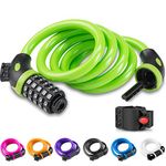 Opaza Bike Locks with 5-Digit Code, 1.2 M/4 feet Bicycle Combination Cable Lock, Lightweight & Security Bike Chain Lock for Bicycle,Mountain Bike,Electric Bike,Scooter - Green