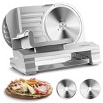 CUSIMAX Meat Slicer for Home with 1-20mm Adjustable Thickness，Electric Deli Slicer for Food Tray,Two 9" Stainless Steel Blades and Removable Food Carriage,Easy for Cut All Foods