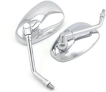 Motorcycle Mirrors, Universal 10mm Chrome Motorcycle Rear View Side Mirrors Handle Bar Bar End Motorcycle Mirrors