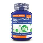 Zipvit Magnesium Glycinate 1000mg, 3 Months Supply, High Strength, Highly Absorbable, No Complexes, 90 Vegan Tablets, Supports Nerves, Muscles, Sleep, Vegan Supplement, UK Supplier