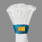 MX Teeth Grip Nylon Self Locking Cable Ties, White (406 mm x 4.8 mm, 16 inch, Pack of 1000)- Heavy Duty Strong nylon self locking zip tie, nylon self locking cable tie, cable tie wire