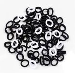 GF's Pack of 100 Pcs Mini Rubber Bands Hair Ties Soft Premium Cotton Stratchable Elastic Hair Bands Non-Slipy Small Ponytail Holder For Baby Kids Girls. (Black - White)