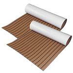 WindRen 2-Piece Faux Teak EVA Marine Foam Board with Adhesive Backing Self-adhesive Non-slip Mats, Faux Teak Floor Mats for Yachts, Boat Decks, Floors, Caravans, Gardens, Swimming Pools