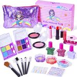 Yetech Kids Washable Makeup Set, 23PCS Safety Tested Real Cosmetics Kit for Kids With Mermaid Bag Gift for Girls Age 4 5 6 7 8