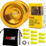 SPINTEK R1 PRO Yoyo - Ultimate Beginner Yoyo & Professional Yoyo - Swap Between Responsive Yoyo & Unresponsive Yoyo - Yoyo for Kids & Yo-Yos for Adults - Yo Yo Sensory Toy - Metal, Trick Yoyo (Gold)