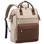 LOVEVOOK Laptop Backpack for Women, 17 Inch Work Teacher Nurse Bag, Rice Apricot & Brown-a, 17.3inch
