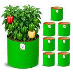 ORGANIC BAZAR 15x15 Grow Bags for Terrace Gardening, Premium HDPE Green Planters for Vegetable Plants (Pack of 8)