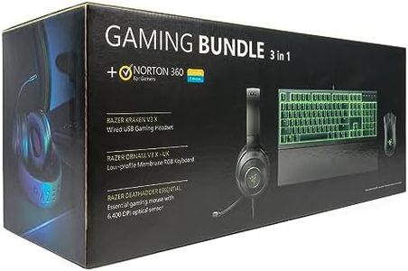Razer Ensemble de jeu 3 en 1 : clavier de jeu Ornata V3 X, casque filaire USB Kraken V3 X, souris de jeu DeathAdder Essential, noir