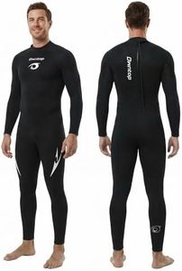 Owntop Wetsuit 5mm Neoprene Diving Suit for Mens Womens - Thicken Full Wet Suit, Back Zip Long Sleeve UPF50+ Keep Warm Swimwear for Scuba Surfing Swimming Diving Snorkeling Water Sports, Black 2XL