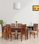 Woody Furniture™ Solid Sheesham Wood Rectangle Dining Table 6 Seater | Six Seater Dinning Table with 6 Cushioned Chairs for Home | Wooden Kitchen Dinner Table 6 Seater (Honey Finish)