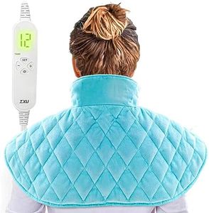 Weighted Heating Pad for Neck and Shoulder，Electric Heated Neck Wrap for Upper Back Pain and Cramps Relief with Auto Shut Off, Weighted， Large ,Moist & Dry Heat ,3 Heat Setting, by ZXU, 18"*22"