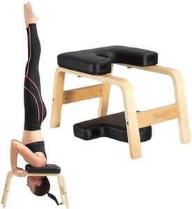 Yes4All Yoga Headstand Bench, Wooden Yoga Inversion Chair with PU Pads and Thickness Foam, Yoga Inversion Bench for Balance Training Core Strength, 24.6"D x 7"W x 15.2"H