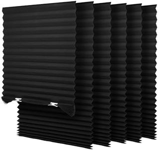 SEEYE Light Filtering Temporary Blinds Cordless Shades Fabric Pleated Fabric Shade Easy to Cut and Install, 48" W x 72" L - 6 Pack, Black, with 12 Clips