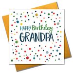 Pom PomHappy Birthday, Grandpa" Greeting Card", POM031, Grey|Green|Yellow|Oak