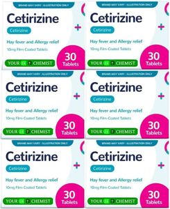 6 Months Supply Cetirizine Hayfever Allergy Tablets 30 x 6 by Your247Chemist