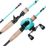 Sougayilang Baitcaster Combos, 2 Section M/MH Lightweight Casting Fishing Rod and 8.0:1 Baitcasting Reel, 1.8/2.1m Fishing Rod and Reel Set for Travel Saltwater Freshwater-1.8LL