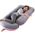 Wndy's Dream Pregnancy Pillow J Shaped Full Body Pillow with Velvet Cover, XXL Maternity Pillow for Pregnant Women Back, Legs and Belly Support,Two-tone flannel