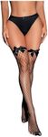 SOLY HUX Women's Fishnet Thigh High Socks Bow Front Over the Knee Stockings Pure Black 36-39