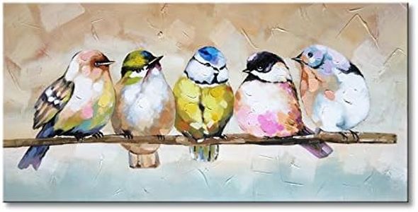 Handmade Bird Family Oil Painting Animal Canvas Wall Art Modern Decor Artwork