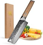 MITSUMOTO SAKARI Japanese Chef's Knives, 7 inch Professional Hand Forged Kitchen Knife, High Carbon Stainless Steel Asian Vegetable Knife (Pakkawood Handle)