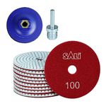 SALI 12 Pack Diamond Polishing Pads 4 Inch Wet Granite Stone Polish Pad Kit with 5/8’’-11 Backer Pad for Drill, Grinder, Polisher Polishing Pad for Concrete Marble Stone Countertop Quartz 100 Grit